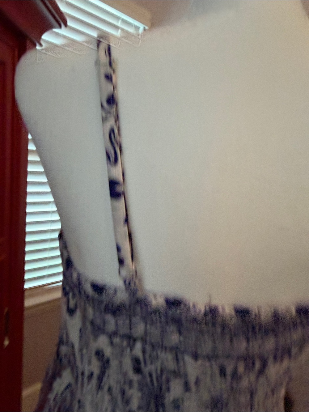 Angie Blue and White Printed Maxi Dress with Spaghetti Straps - Picture 6 of 9